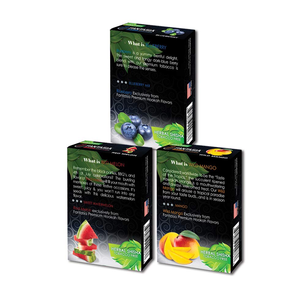Fantasia Herbal, Hookah Shisha Flavors, Tobacco & Nicotine Free, Fruit