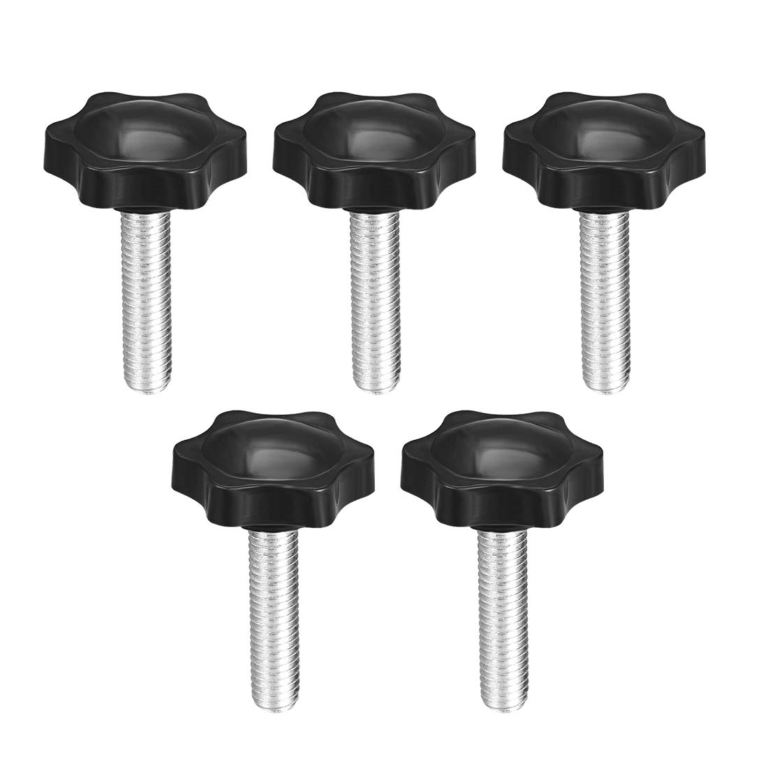 uxcell Clamping Screw Knob, 38mm Dia Plum Hex Shaped Grips Star Knob M8 x 35mm Male Thread, 5pcs