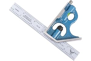 PEC Tools 2-Piece Combination Square Set - 4R 6” Machinist Blade Cast Steel Head, Reversible Locking Bolt, Scribe, for Metalworking, Carpentry and Multiple Applications, Made in USA