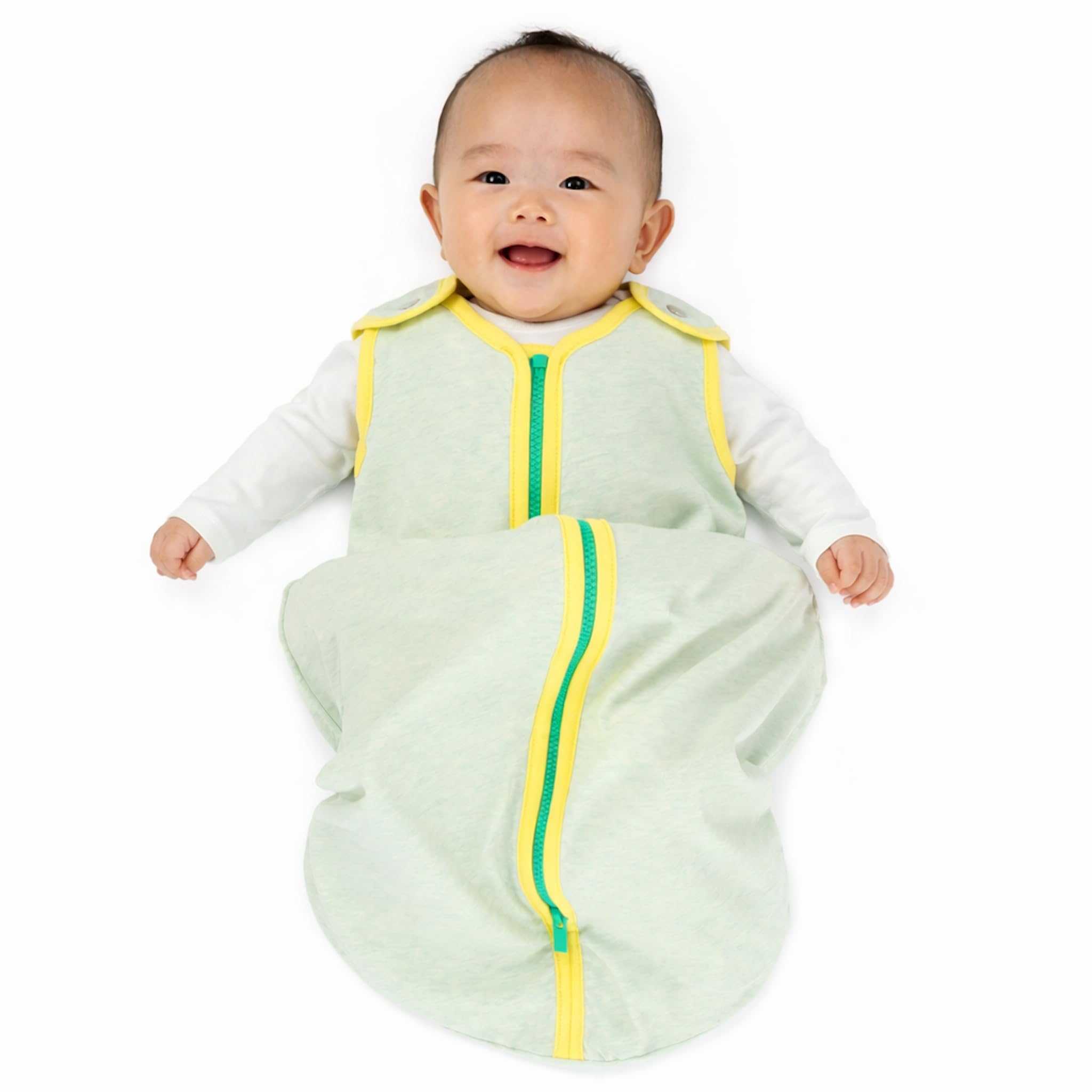 Baby Deedee Wearable Blanket Baby and Toddler Sleeping Sack, Baby Sleeping Bag, Sleep Nest Lite, Lemon Mint, Medium (6-18 Months) Image