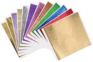 600 pcs Imitation Gold Foil Sheets, 8 x 8 cm12 Colors Gold Leaf Paper for Nail Arts Decoration, Handcrafts, Gilding, Furnitur