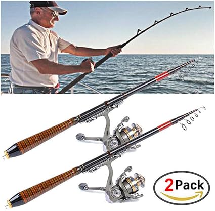 Amazon Com 2x Professional Carbon Fiber Telescopic Fishing Rod Travel Spinning Rod Pole 2 1m Sports Outdoors