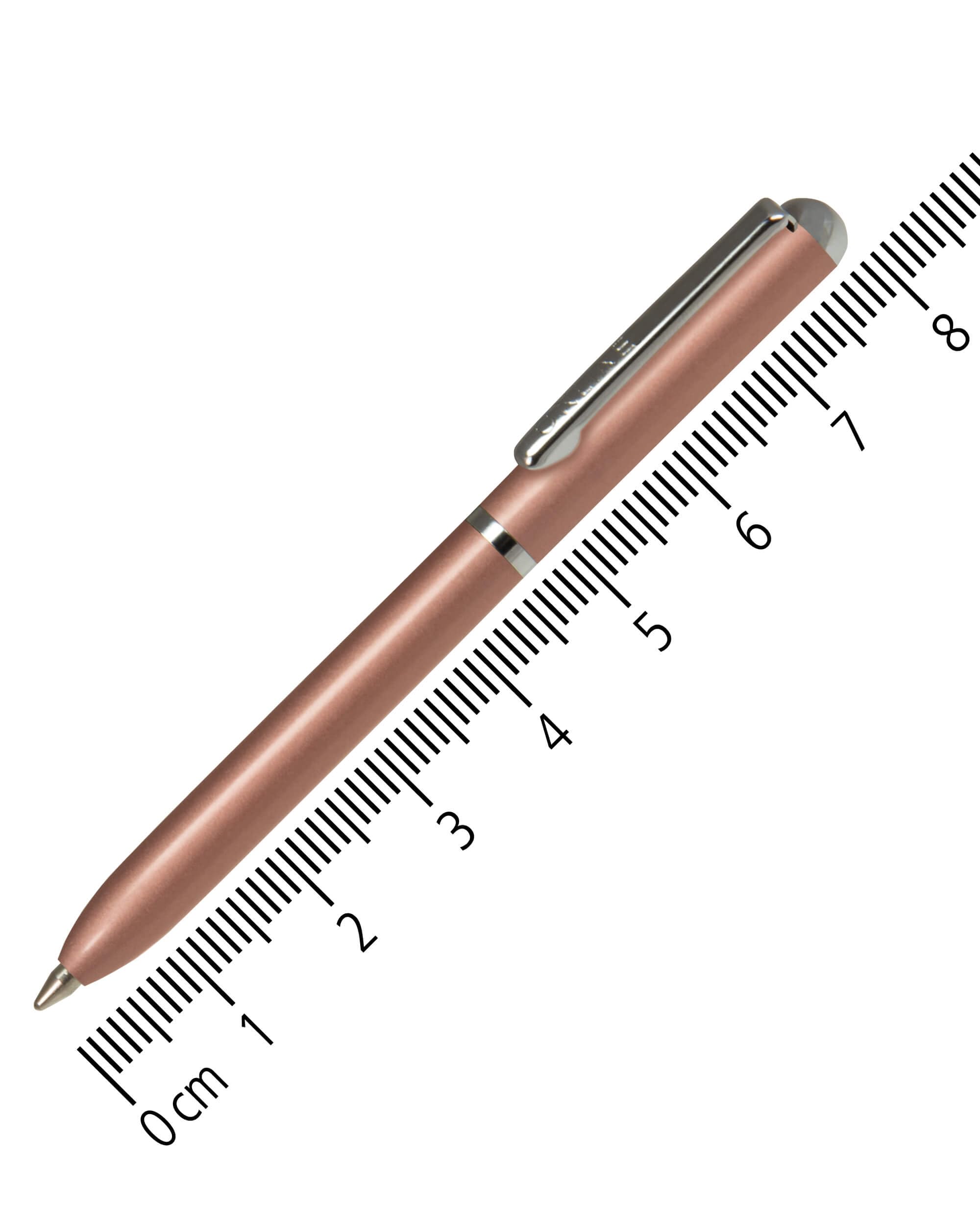 Online mini twist ballpoint pen Rosegold with metal clip standard pen refill small pens for the purse 8 cm length, fits into wallets & small bags biro with blue writing color