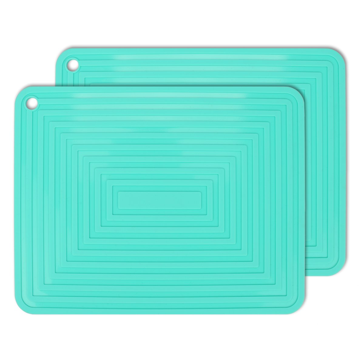 2 Pack Large Silicone Trivet Mats/Hot Pads,Pot Holder,9"x12" Non Slip Flexible Durable Heat Resistant Pot Coaster Kitchen Table Countertop Mats (Cyan)