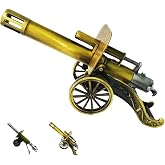 Mini Firecracker Launching Cannon Model, Mini Cannon Firecrackers Model, Stainless Steel Mini Cannon Model with Recoil Mechanism, Desktop Ornament (Brown)