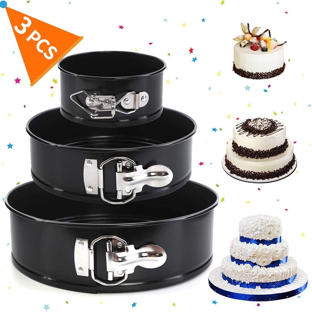 Mantraraj Cake Tin Set Nonstick and Leakproof 3 Pieces Cake Pan/Springform Cake Tin/Cheesecake 3 Tier Wedding Cake Pan Set with Removable Bottom
