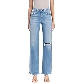 VERVET High Rise Distressed Slim Wide Jeans T6571
