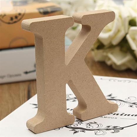 ZHOUBA Freistehende Holz-Z Holz-Buchstaben Alphabet zum Hochzeit Home Party Decor, holz, holzfarben, K