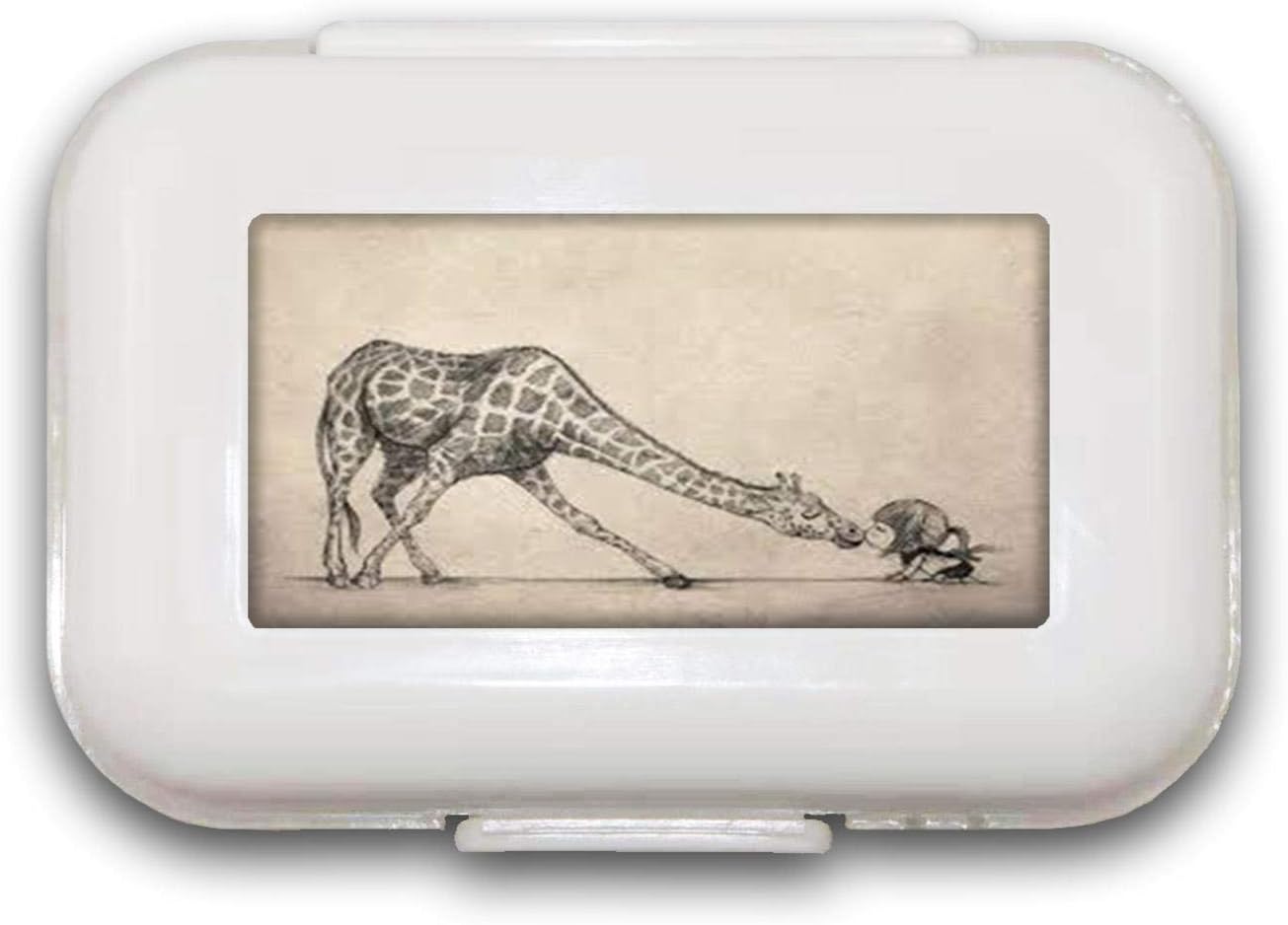 Elegant Cartoon Giraffe Free Pill Box,Pill Organizer Case for Purse Daily/Weekly Unique Design and Large Compartments Medicine Case, Pill Box for Pocket or Purse