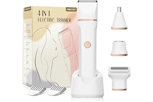 FREYARS Electric Bikini Trimmer for Women - 4 in 1 Electric Razors for Women, Waterproof Pubic Hair Trimmers and Facial Hair Remover, Replaceable Shaver & Nose Hair Trimmer, Rechargeable Women's Grooming Kit