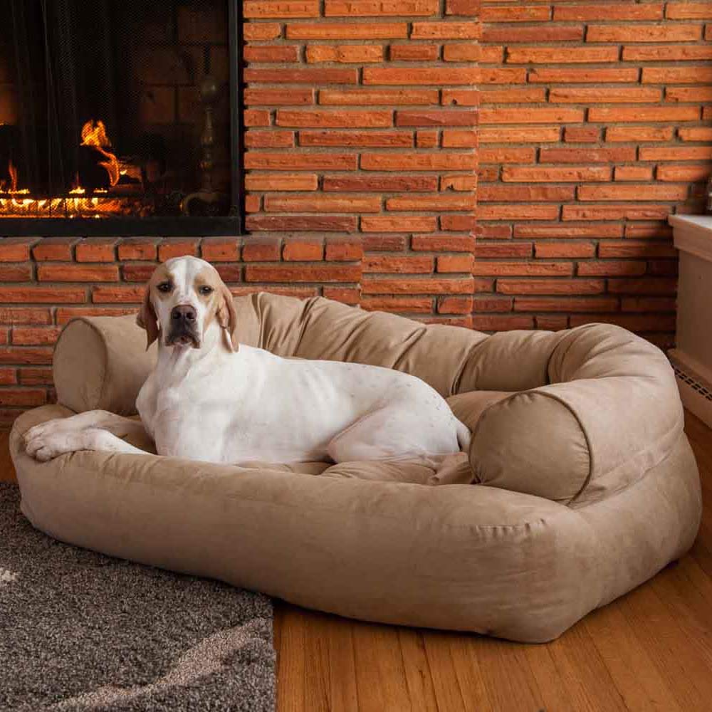 FRISTONE Luxury Sofa Reversible Ultra Soft Ethnic Velvet Bed for Dog/Cat(Cream)-Extra Large