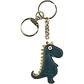 NEWGOCRAFT Dinosaur Keychain, Genuine Leather Handmade Key Holder for Women/Men - Cute Dino Gift for Kids, Pet & Dino Lovers