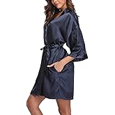 Womens Satin Robe for Bridal Party Short Silky Bride Bridesmaids Kimono Bath Robe Soft Dressing Gown
