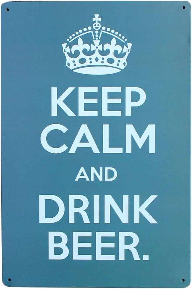 Doitsa 1x Metal Vintage Tin Sign – Keep Calm and Drink Beer – Wall Art Poster Metal Plaque Decoration for Living Room Barbecue Pub Bar