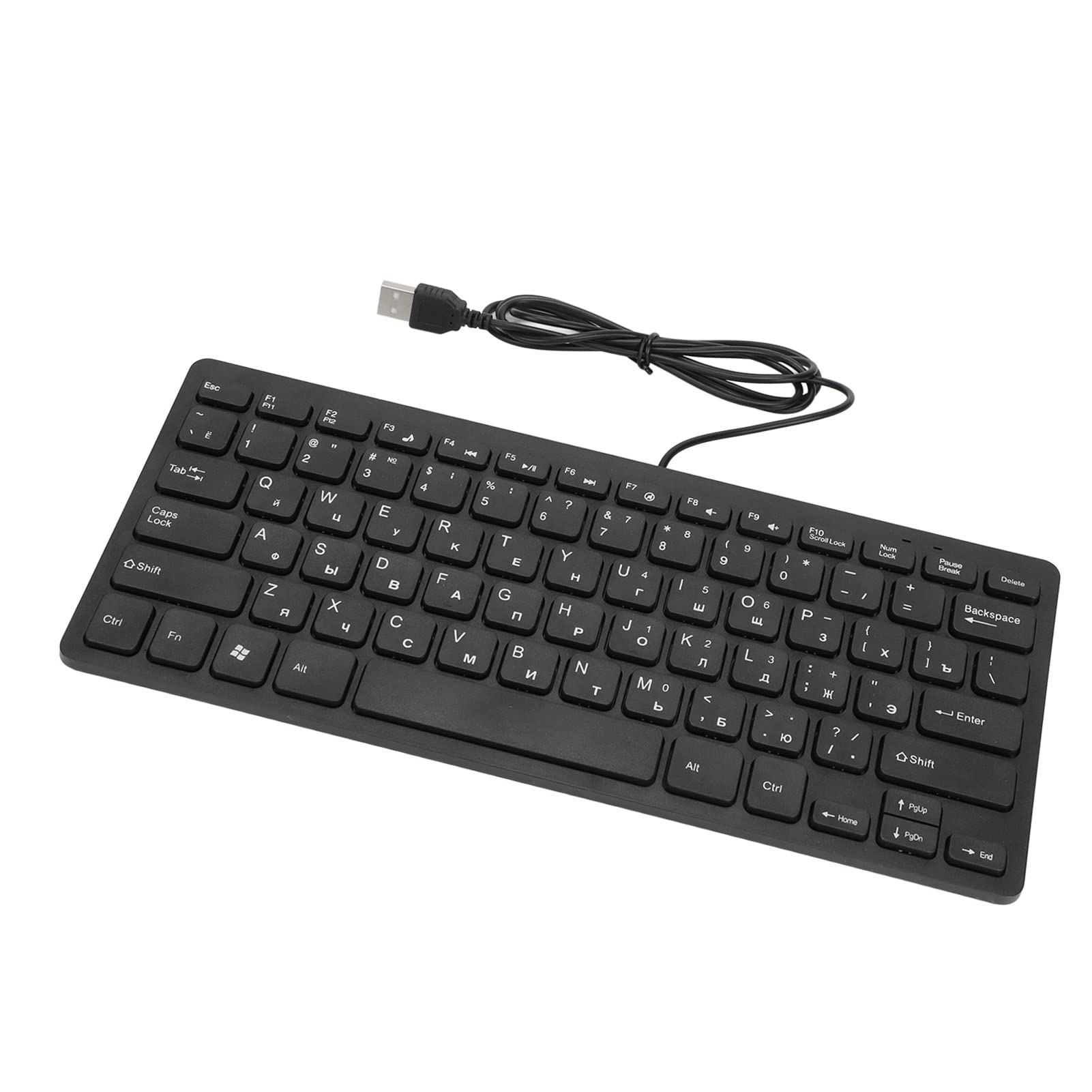 Zunate Wired Computer Keyboard, USB Wired 78 Key Mute Ultra Thin Wired Desktop Computer Small Language Keyboard,Russian Keyboard, French Keypad,German Laptop Keyboard(Russian)