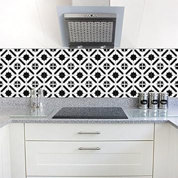 Amazon Com Amazingwall Black And White Moroccan Tiles Sticker