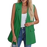 Cicy Bell Women's Sleeveless Blazer Vest Casual Open Front Single Button Summer Jacket with Pockets
