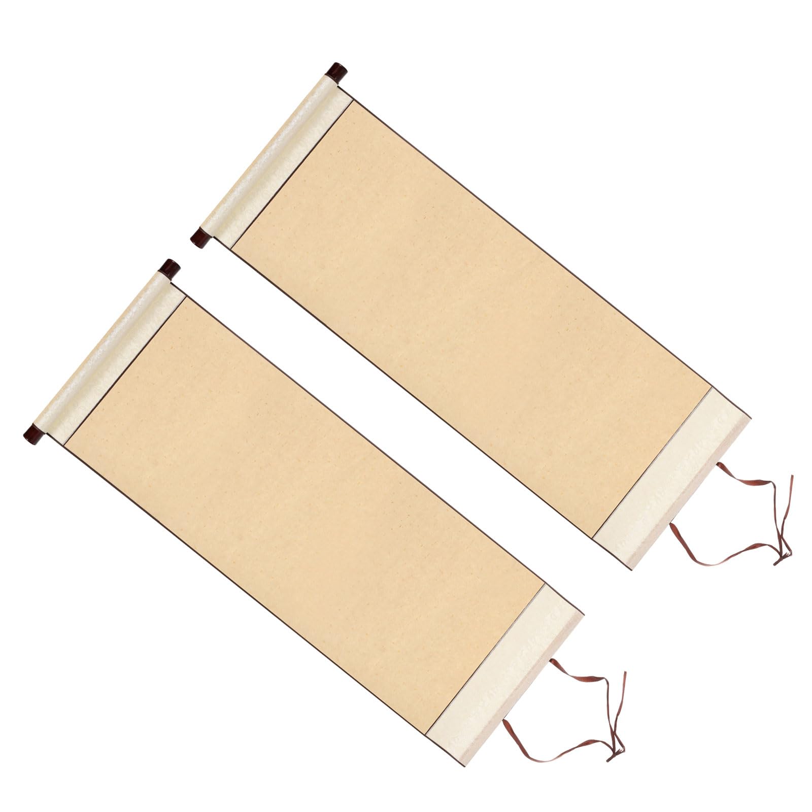 PATIKIL 31x12 Inch Xuan Paper Scroll, 2 Pack Silk Half Raw Ripe Blank Hanging Xuan Paper Chinese Calligraphy Practice Roll for Art Painting Home Decor, Beige