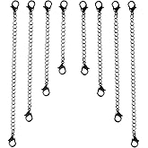 8pcs Extension for Necklace, 4 Size Jewelry Extenders Necklace Chain Extender Extension Chain for Jewelry Making Necklace Bracelet Anklet (Black)