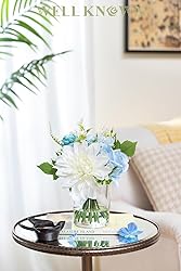WELL KNOWN Artificial Flowers in Glass Vase with