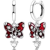 LAZA 925 Sterling Silver Hoop Earrings for Women, Hypoallergenic Huggie Butterfly Dangle Drop Earrings Colorful Flower Earrings Jewelry Gifts