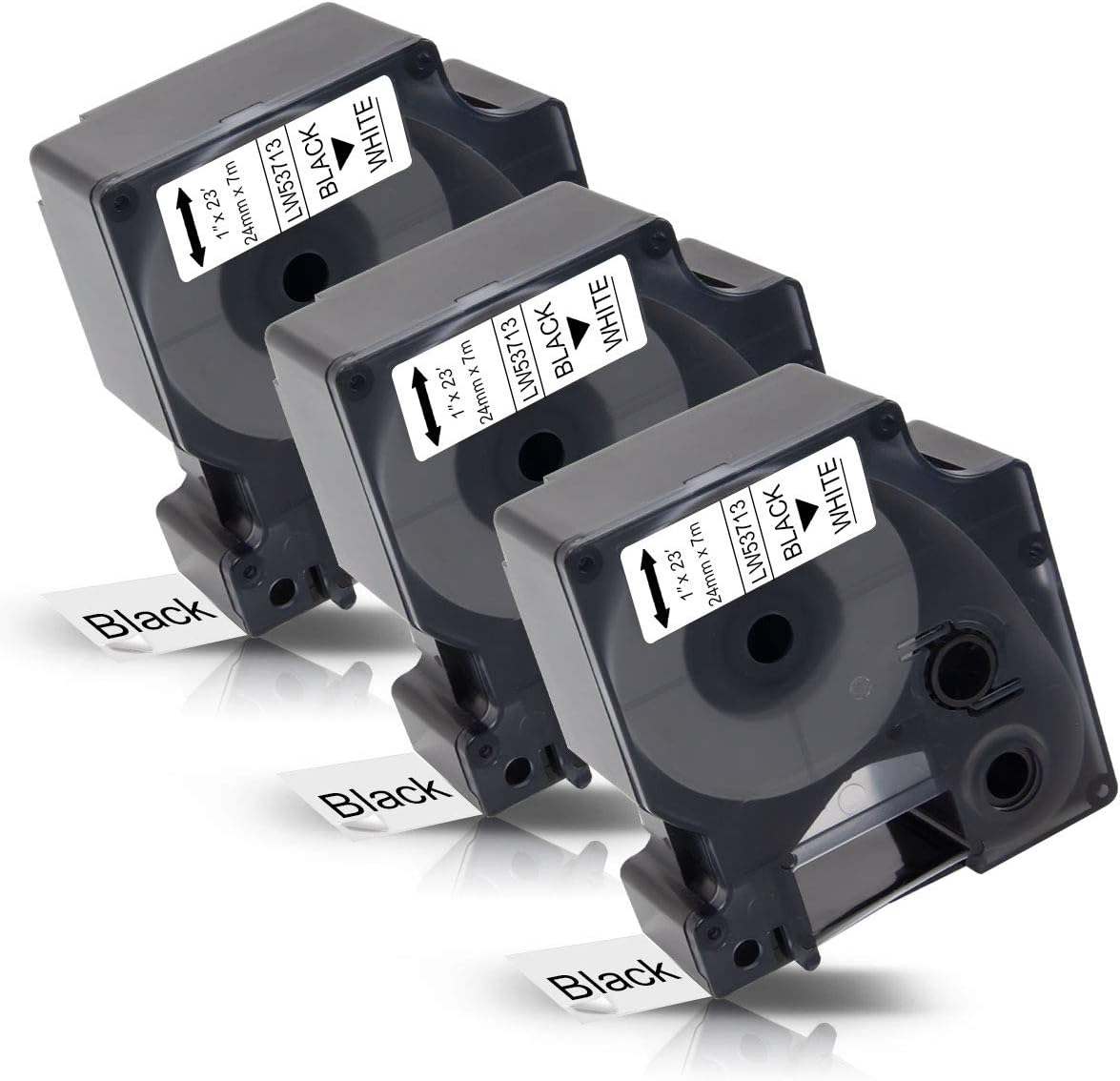 3Pack Labelwell 24mm Compatible Label Tape Replacement for DYMO 53713