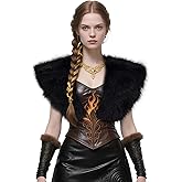 Xcgbxzd Medieval Faux Fur Shawl Shoulder Fur Wrap Scarf Collar for Women Men Halloween Costume