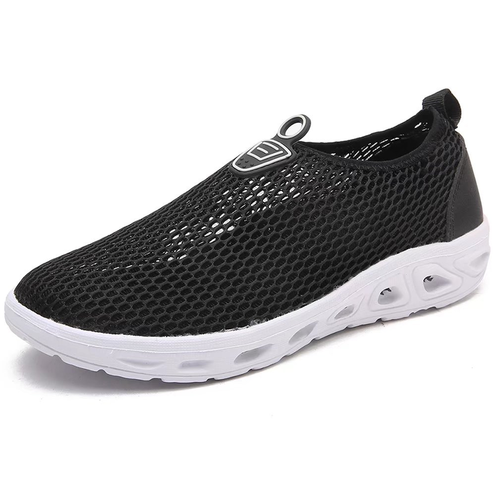 HOBIBEAR Men Quick Dry Water Shoes Lightweight Breathable Slip-On Aqua Sneakers(Black,45)