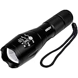 Bondopower T6 High Powered Tactical Flashlight - Ultra Bright LED Handheld Flashlight - Portable Outdoor Water Resistant Torch with Adjustable Focus and 5 Light Modes for Camping Hiking etc