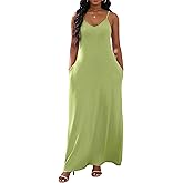 vunahzma Womens Casual Fashion Sleeveless Plus Size Loose Long Sexy Maxi Dress with Pockets