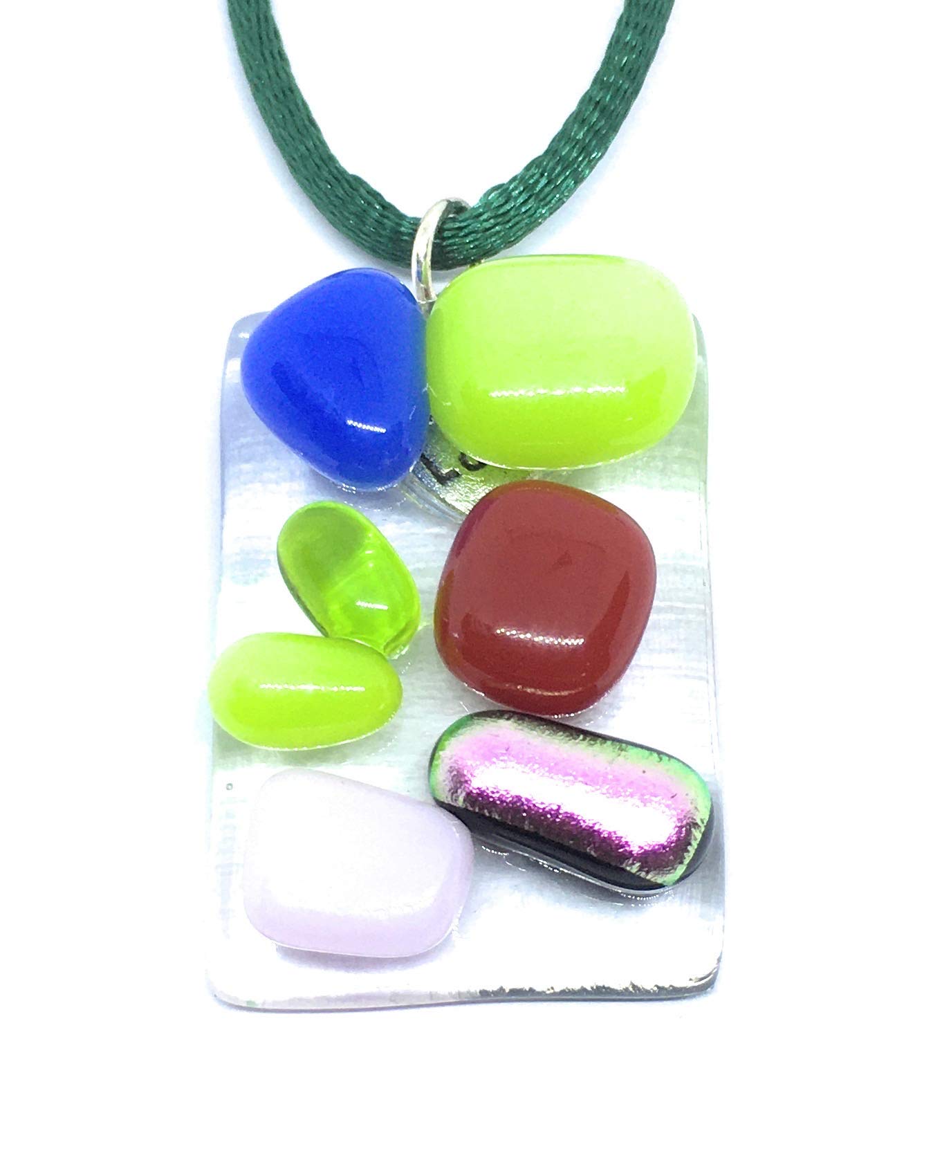 Glass Pendant, Dichroic Glass Pendant, Handmade Glass Pendant, Rainbow Pendant, Multicoloured Pendant, Mosaic Pendant, Heart Pendant - 3cm x 2cm