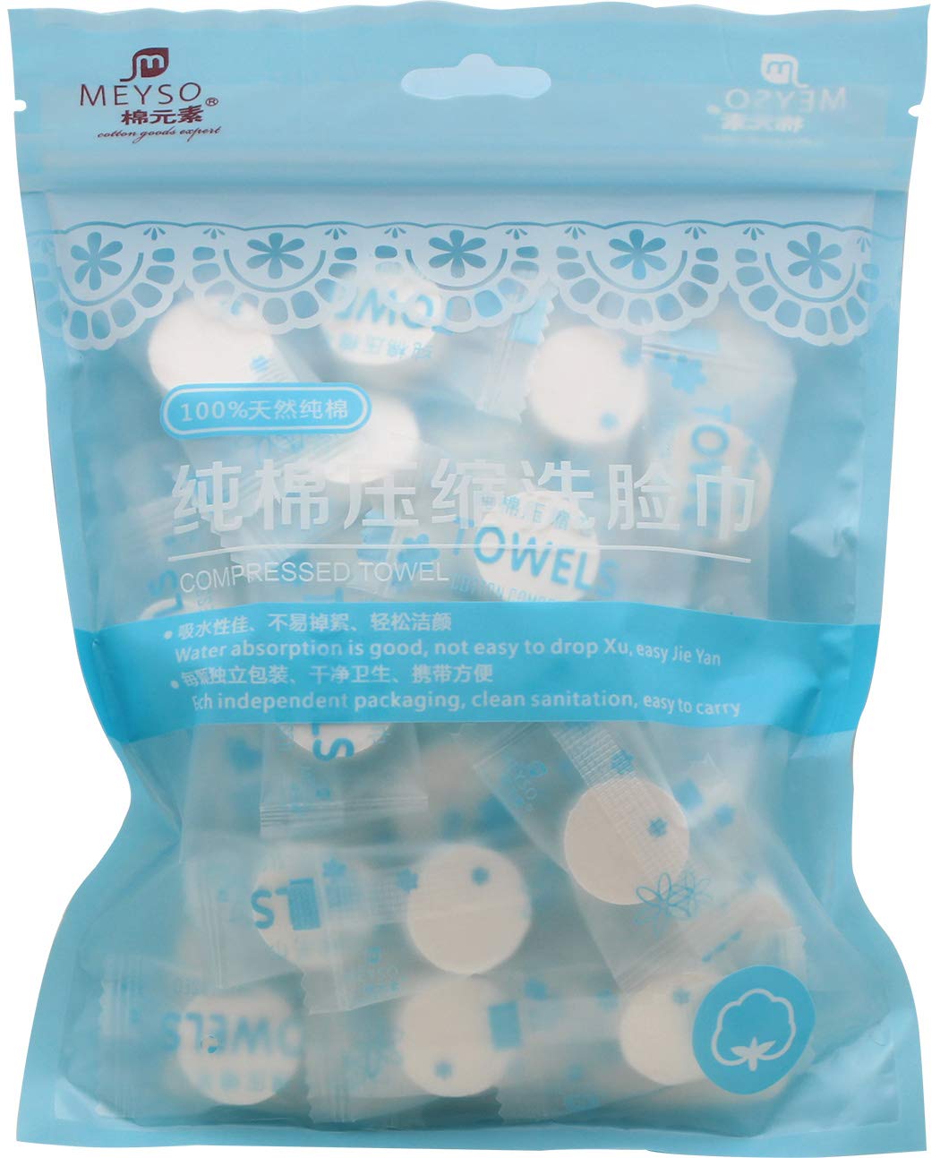 Ranvi 100pcs Mini Cotton Disposable Compressed Portable Towel For Travel/Home/Outdoor Activities.