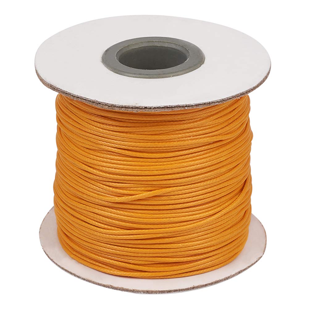Pandahall 85 Meters/Roll 1mm Braided Waxed Polyester Cord String DIY Jewelry Craft Macrame Making Beading Thread Rope with Spool (Orange)