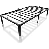 XUKIL 14 Inch Metal Bed Frame Twin Size, Heavy Duty Balck Platform Twin Bed Frames with Round Corner Legs, Mattress Slide Stopper, No Box Spring Needed, Easy Assembly