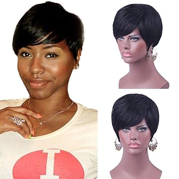 Buy Theshy Wigs Fashion Side Parting Women Short Black Straight