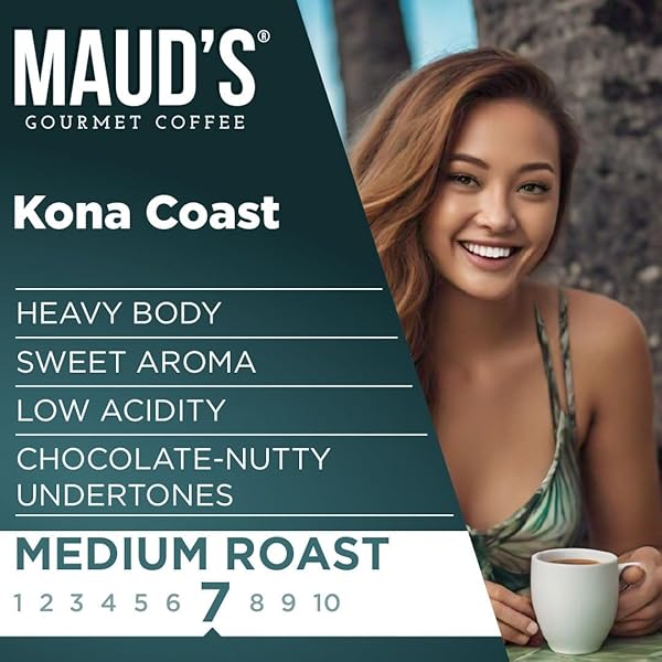MAUD’S KONA COFFEE PODS, 50CT, MEDIUM ROAST COFFEE IN SINGLE SERVE PODS – 100% ARABICA COFFEE, COMPATIBLE WITH KEURIG K CUPS MAKER