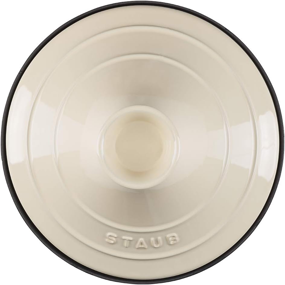 STAUB 28cm Cast Iron Tajine with Ceramic Lid for Traditional Moroccan Dishes - Black/Cream, 28 cm - Image 4