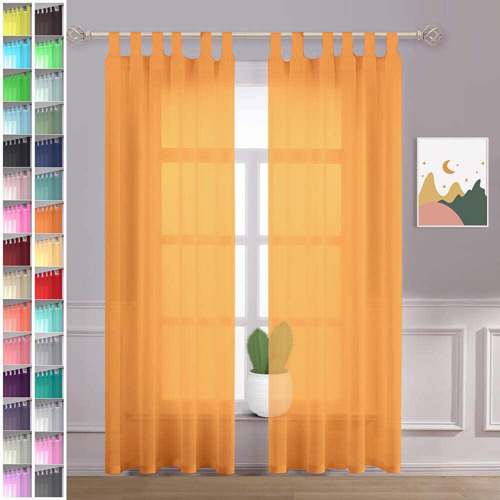 Megachest sheer Voile Tab Top Curtain(orange, 56" wideX90 drop(W142cmXH228.5cm))
