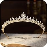 SWEETV Princess Tiaras for Women, Gold Crystal Crown for Birthday, Wedding Headbands for Bride, Rhinestone Tiara Headpieces Hair Accessories for Quinceanera Pageant Prom