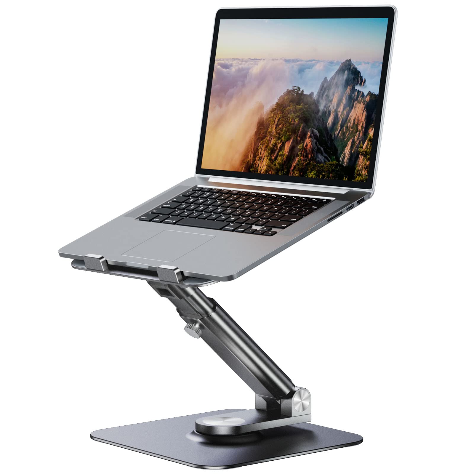 Photo 1 of VIGLT Laptop Stand for Desk - Adjustable Height Laptop Riser with 360° Rotating Base, Foldable and Portable Laptop Stand, Suitable for All 10”-17” Laptops.