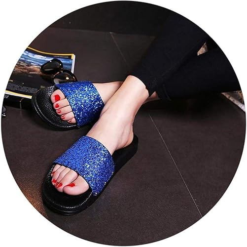 blue glitter flip flops