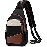LOVEVOOK Sling Bag for Women, Convertible Sling Backpack, Small Water-resistant Daypack, Travel Chest Bag, Black, Brown, Beige