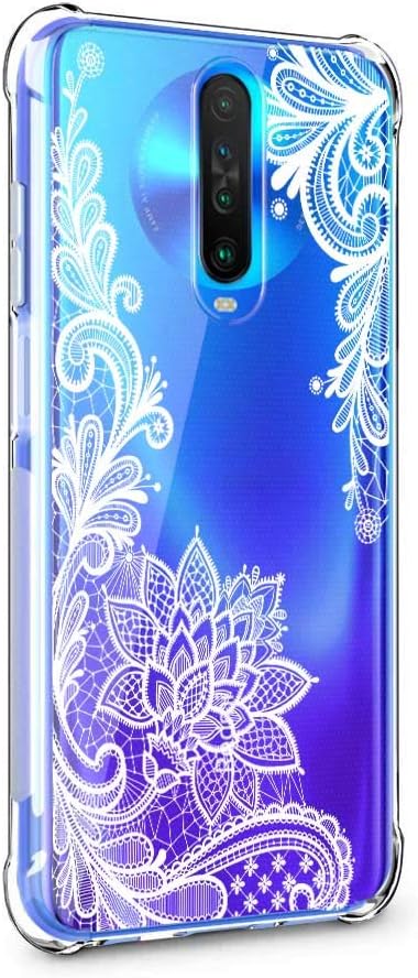 Leychan for Xiaomi Redmi K30 Case,Xiaomi Poco X2 Case, Slim Flexible TPU for Girls Women Airbag Bumper Shock Absorption Rubber Soft Silicone Case Cover Fit for Xiaomi Redmi K30/Poco X2 (White Lace)