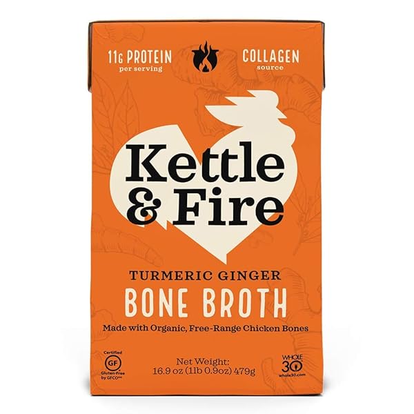 KETTLE & FIRE BROTH BONE CHICKEN TURMERIC GINGER, 16.9 OUNCE