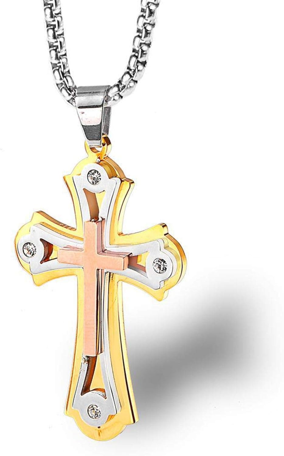 stainless steel cross necklace women's