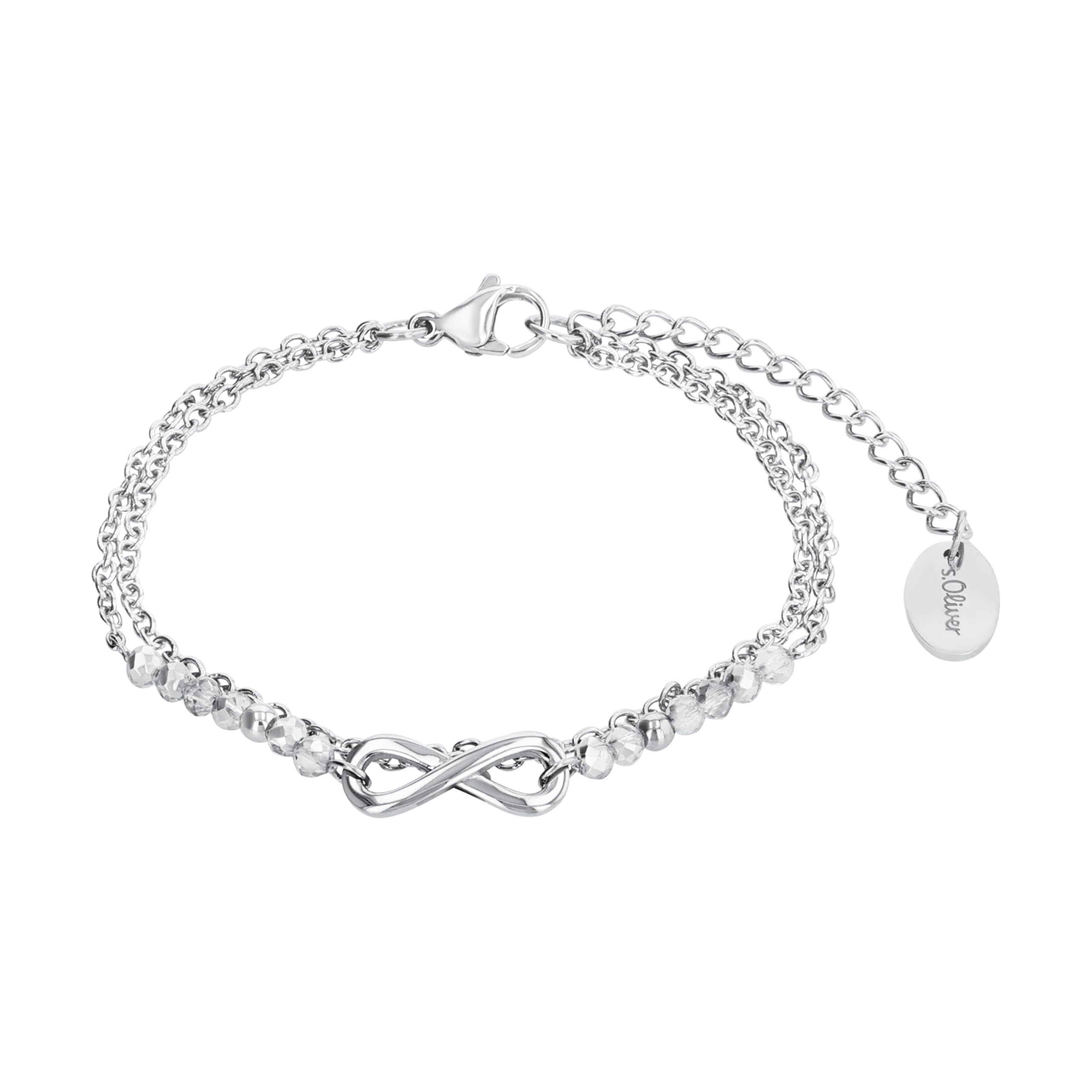 s.Oliver Bracelet Women Arm jewelry, with Glass, 16+4 cm, Gray, Infinity, Comes in jewelry gift box, 2022717