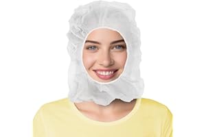 AMZ Medical Supply White Disposable Hood Caps, One Size. Pack of 100 Polypropylene Disposable Hoods with Elastic Edge. Breathable Full Face Hair Net. Protective Caps Hoods Hairnets