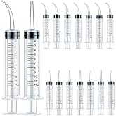 TIHOOD 16PCS 12ml/cc Plastic Syringes Set, Syringe with Curved Tip and Straight Tip, Disposable Irrigation Syringe Mouthwash Cleaner for Oral Care, Animal Feeding, with Measurement