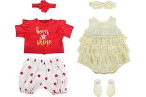 Kaydora Reborn Baby Doll Clothes for 16-20 Inch Reborn Doll Girl 2 Sets Yellow&Red Christmas Reborn Baby Dolls Outfits Baby Doll Clothing