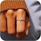 925 Sterling Silver Plated Cubic Zirconia Cross Ring for Women，Eternity Promise Infinity Religious Wedding Band for Her Dainty 18K Gold Stackable Ring Jewelry Size 7#